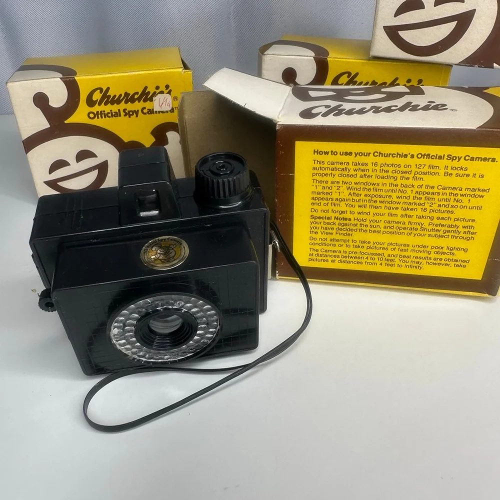 Vintage Set of 5 Churchie's Official Spy Camera Toys With Original Boxes